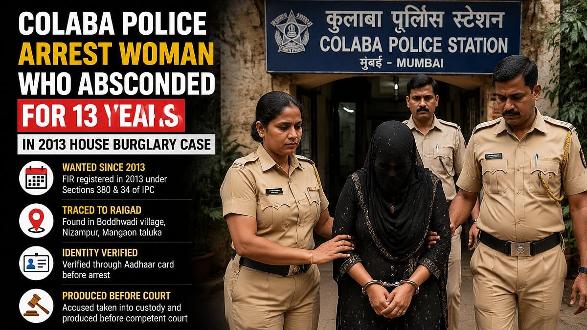 Mumbai Crime: Colaba Police Arrest Woman Absconding For 13 Years In 2013 House Burglary Case