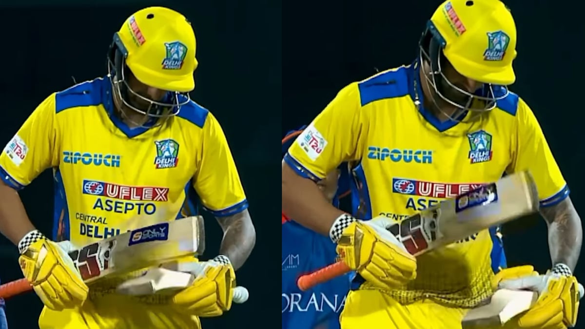 Bizarre Scenes! Jonty Sindhu Caught Hammering His Bat After Failing Gauge Test During DPL 2026 Match | Video