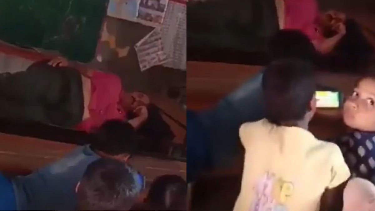 UP Teacher Caught Sleeping In Kannauj Classroom As Students Watch Mobile Phone; Video Sparks Outrage