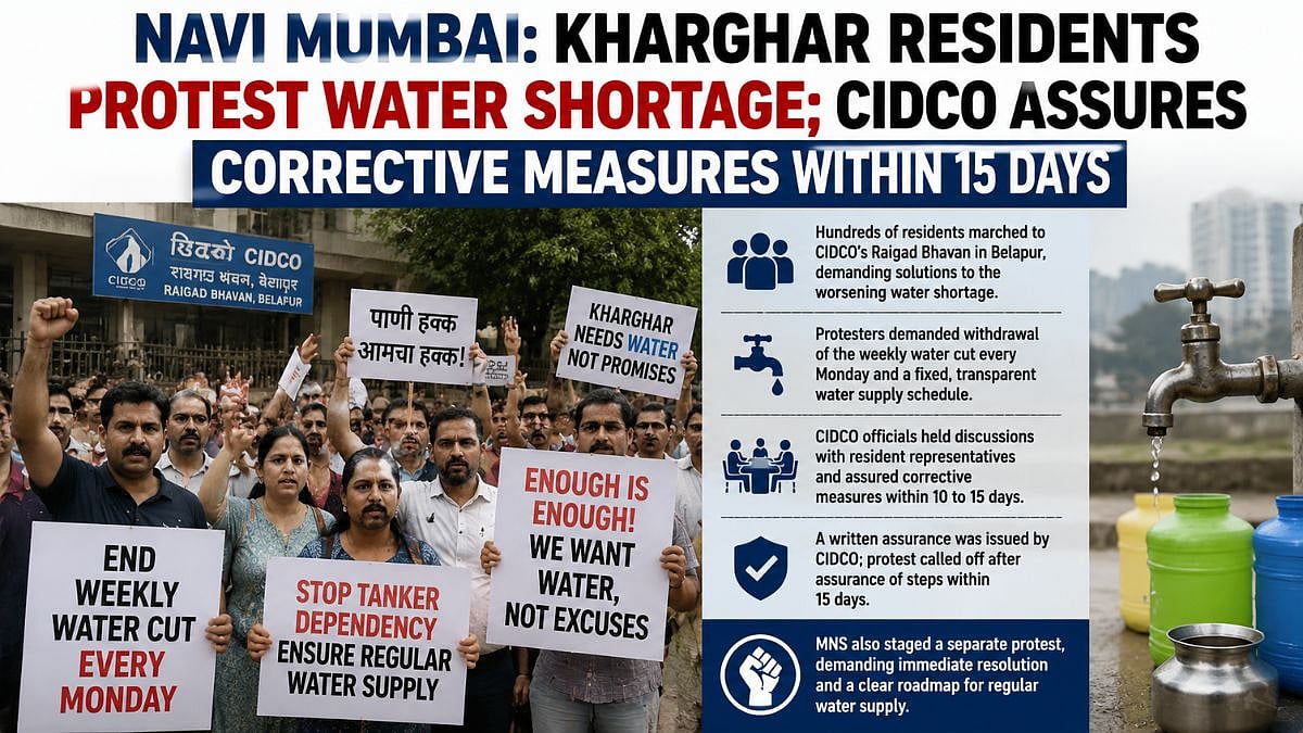 Navi Mumbai: Kharghar Residents Protest Water Shortage; CIDCO Assures Corrective Measures Within 15 Days