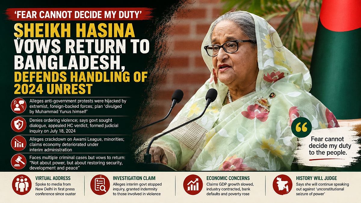 Bangladesh: 'Fear Cannot Decide My Duty,' Sheikh Hasina Vows Return, Defends Handling Of 2024 Unrest