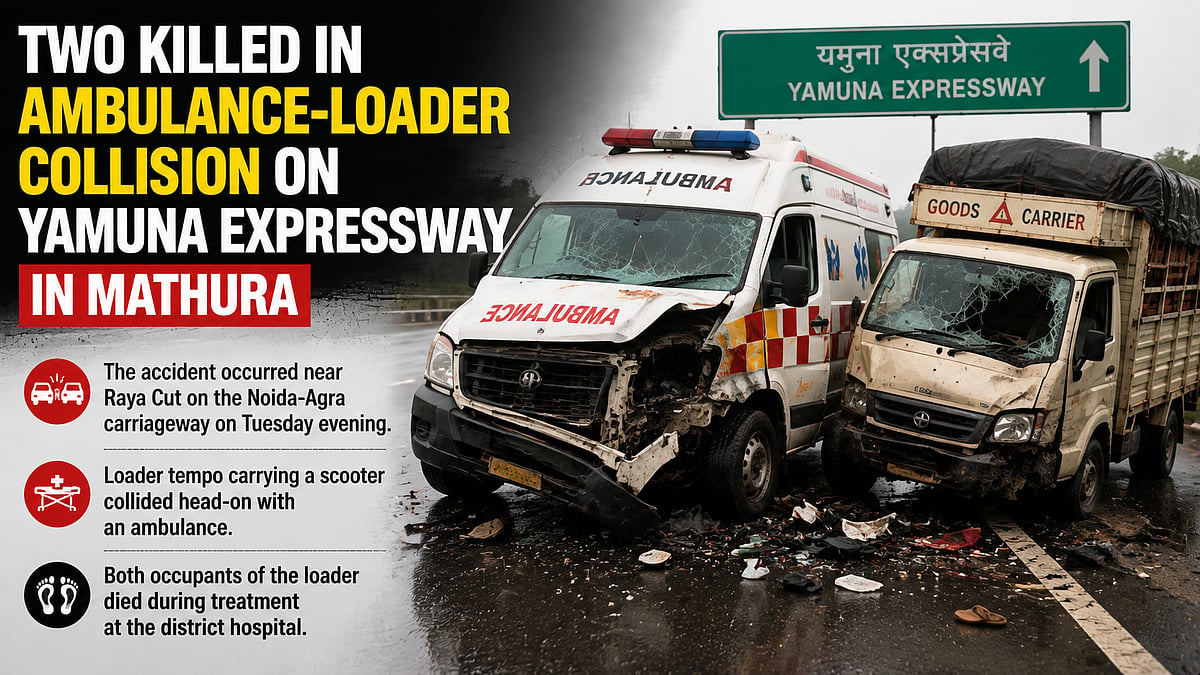 2 Agra Men Killed After Loader Tempo Collides With Ambulance On Yamuna Expressway In Mathura