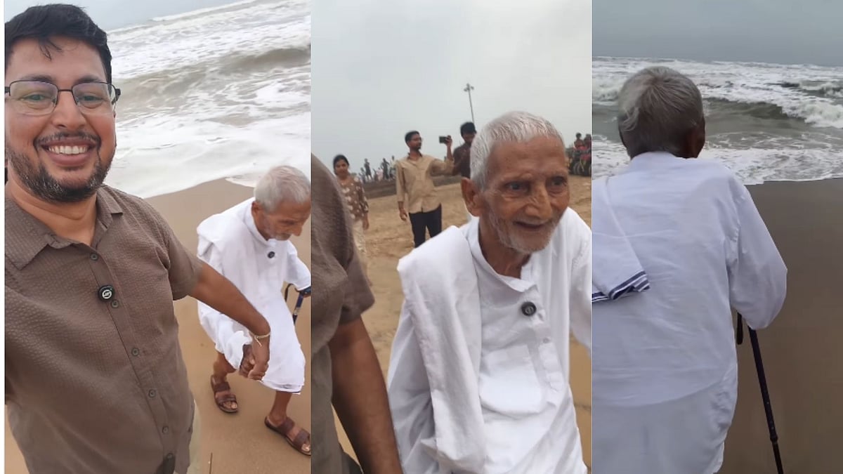 WATCH: Son Takes His 80-Yr-Old Father To The Sea For First Time, Emotional Reaction At Odisha Beach Wins Hearts Online