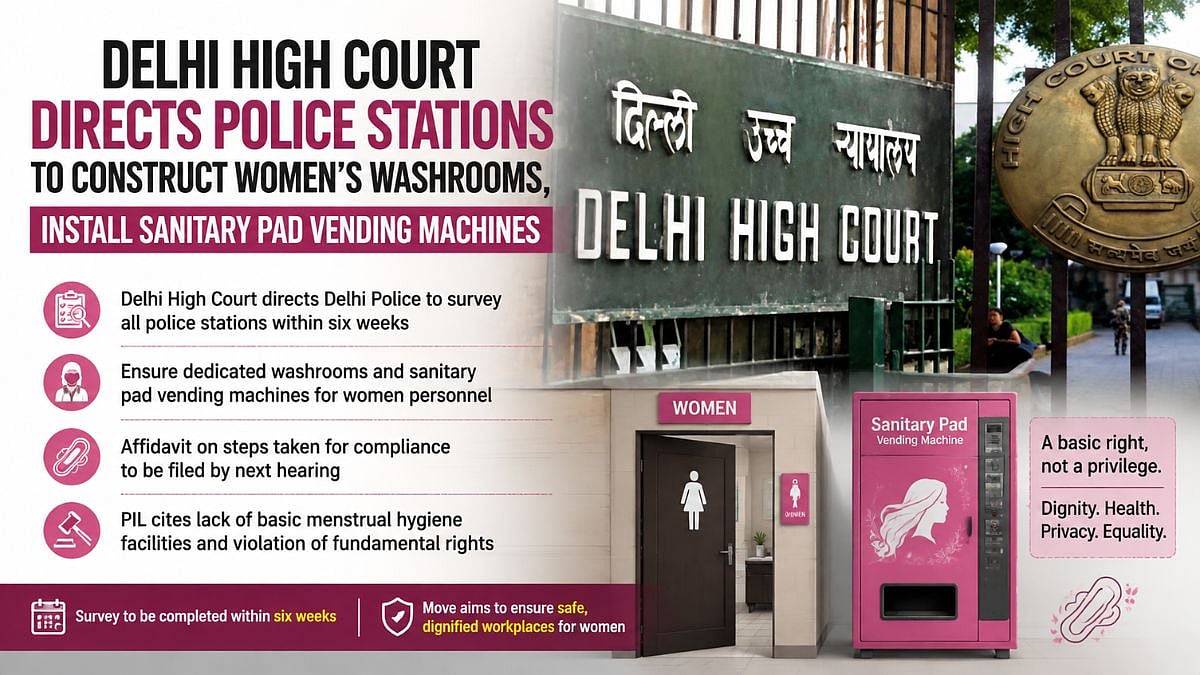 Delhi High Court Directs Police Stations To Construct Women's Washrooms, Install Sanitary Pad Vending Machines