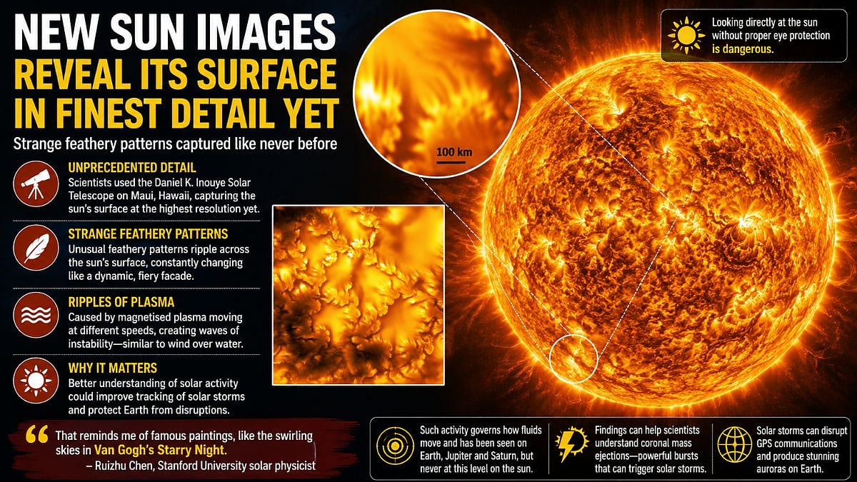 Scientists Capture Highest-Resolution Images Of Sun's Surface, Reveal Unprecedented Feathery Plasma Patterns