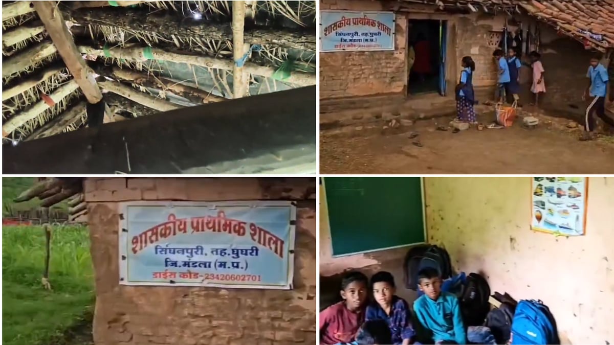 Viral VIDEO Exposes Govt School Being Run Inside A Hut In MP's Mandla; Netizens Raise Safety Concerns During Monsoon