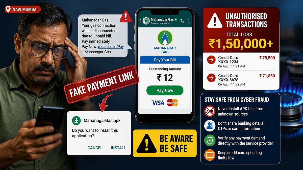 Navi Mumbai Cyber Fraud: Environment Activist Duped Of ₹1.5 Lakh In Fake Mahanagar Gas ₹12 Bill Scam; Probe Underway