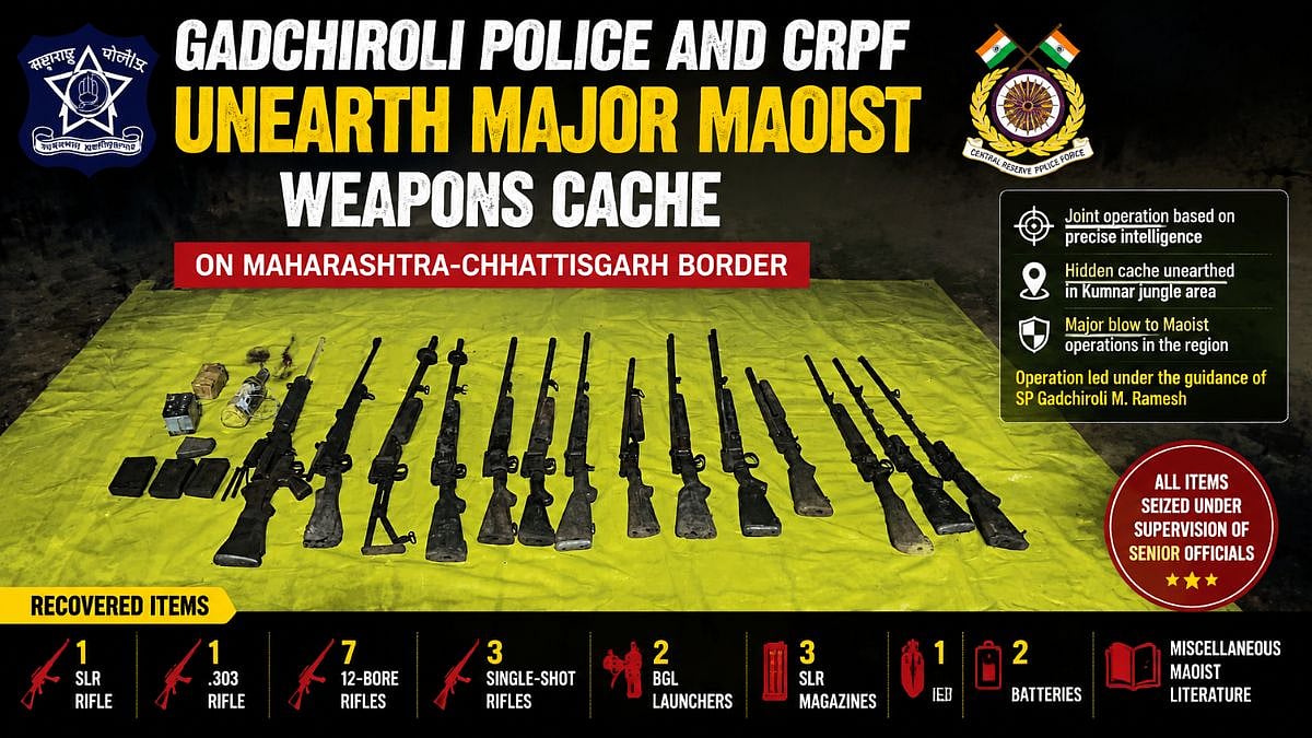 Gadchiroli Police, CRPF Unearth Alleged Maoist Arms Cache On Maharashtra-Chhattisgarh Border