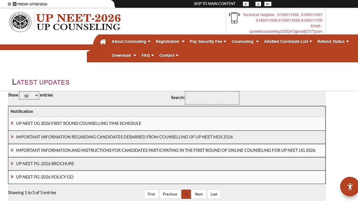 UP NEET UG Counselling 2026 Round 1 Registration Begins At upneet.gov.in; Apply Online Till August 12