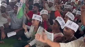 Two Education Protests Intensify At Bhopal's Neelam Park Over Teacher Posts, School Closures