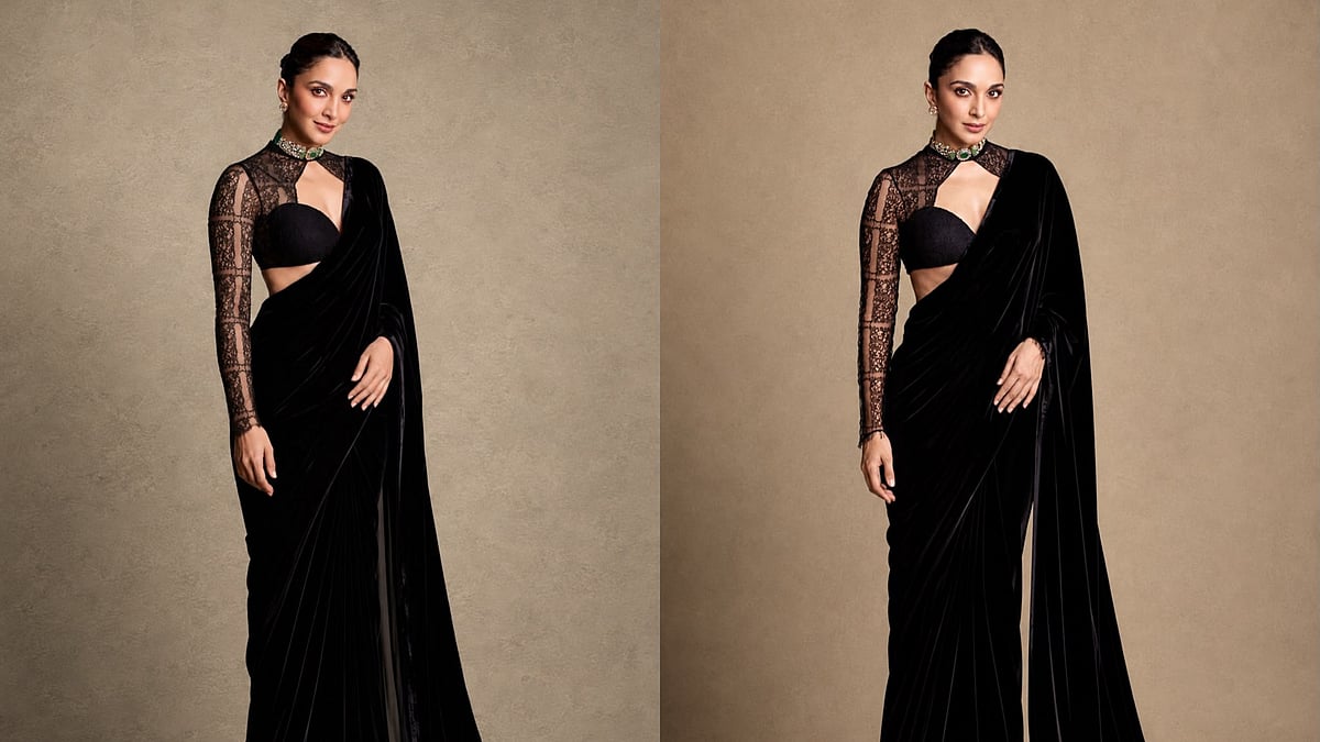 Kiara Advani Outshines At Toxic Hyderabad Event In Black Saree With Risqué Cut-Out Blouse & Emerald Choker