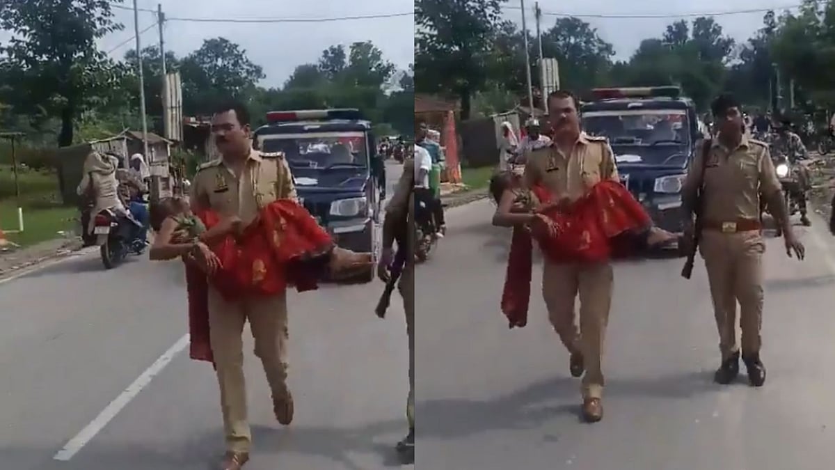 'That's Just Stupid': UP Inspector Carries Injured Woman In Arms Despite Police Van Behind Him, Rushes Her To Hospital - WATCH 