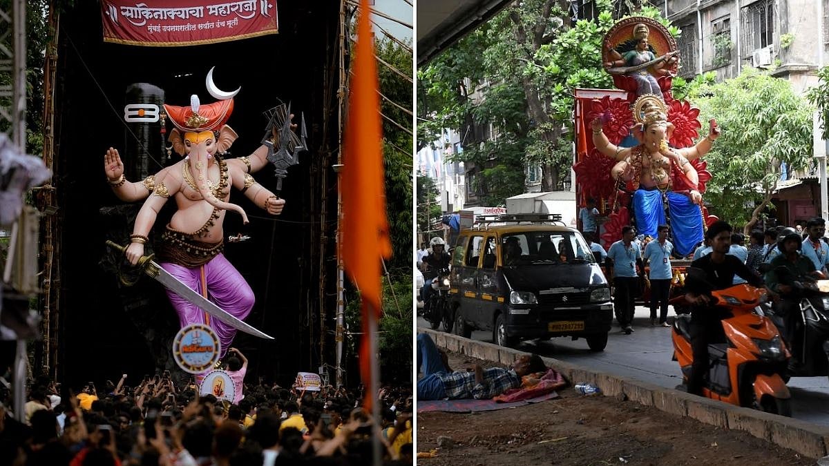Devotees Flood Mumbai Streets As Major Pandals Welcome Bappa Ahead Of Ganesh Chaturthi; Sakinakyacha Maharaja Stuns People With 45-Feet-Tall Idol