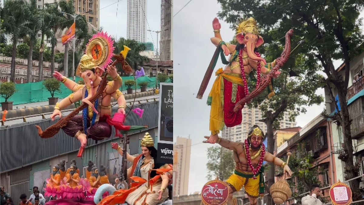 'Bappa Ka Circus Mat Banao': Netizens Divided Over Giant 'Balancing Ganpati' Idols At Mumbai Aagman Procession - VIDEO