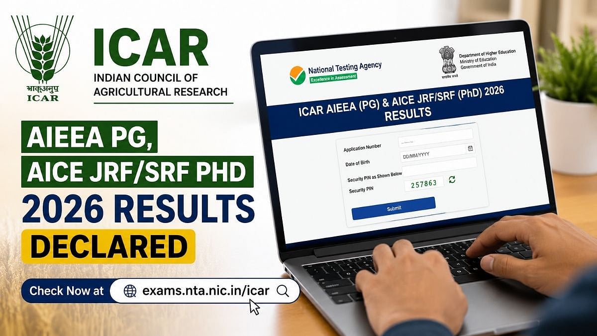 ICAR AIEEA PG, AICE JRF/SRF PhD 2026 Results Declared At exams.nta.nic.in/icar; Direct Link Here