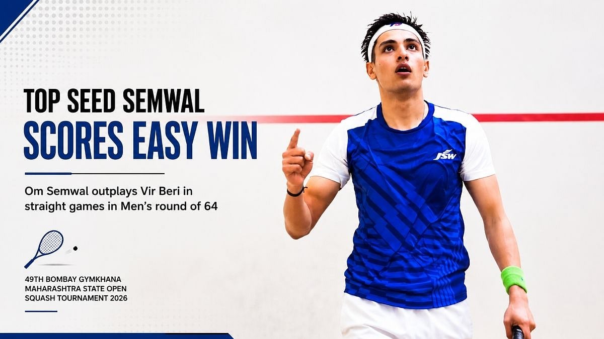 Maharashtra State Open Squash 2026: Top Seed Om Semwal Cruises Past Vir Beri In Straight Games