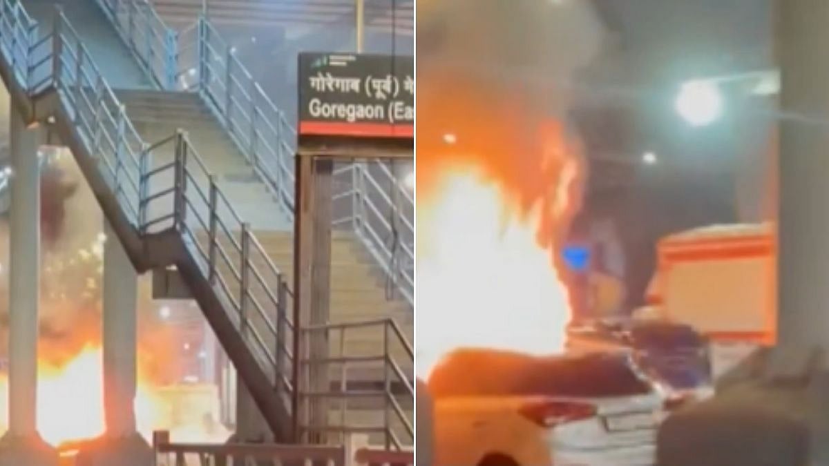 Mumbai: Hyundai Creta Bursts Into Flames Near Goregaon Metro Station, Traffic Slows Toward South Mumbai