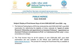 NTA releases CSIR-UGC NET June 2026 final answer keys for all five subjects
