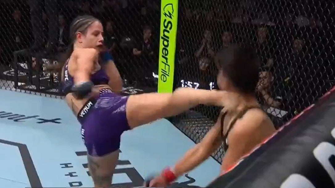 UFC Shanghai: Julia Polastri Flattens Jingnan Xiong With Brutal Head Kick In 1st Round | Video