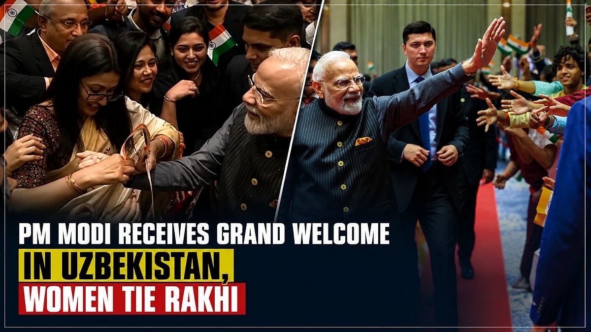 PM Modi Receives Grand Welcome In Uzbekistan; Women From Indian Community Tie Rakhi In Tashkent | VIDEO