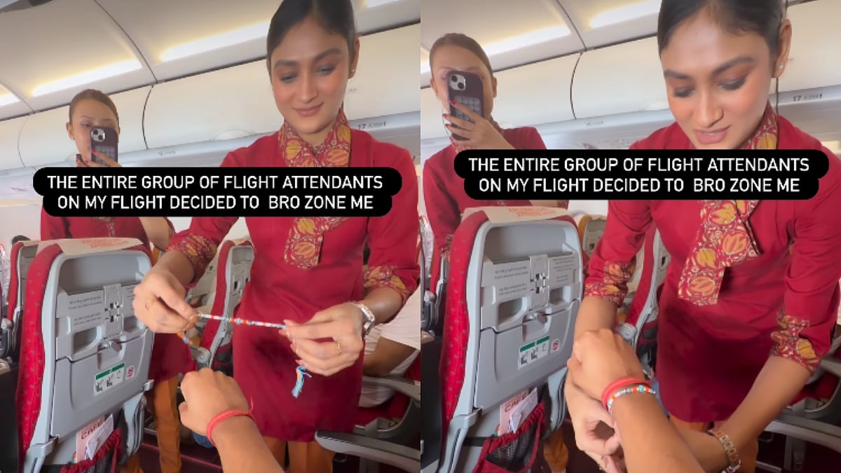 'Nightmare For Guys': Air India Flight Attendants Tie Rakhi To Passenger Mid-Air; Netizens React Hilariously