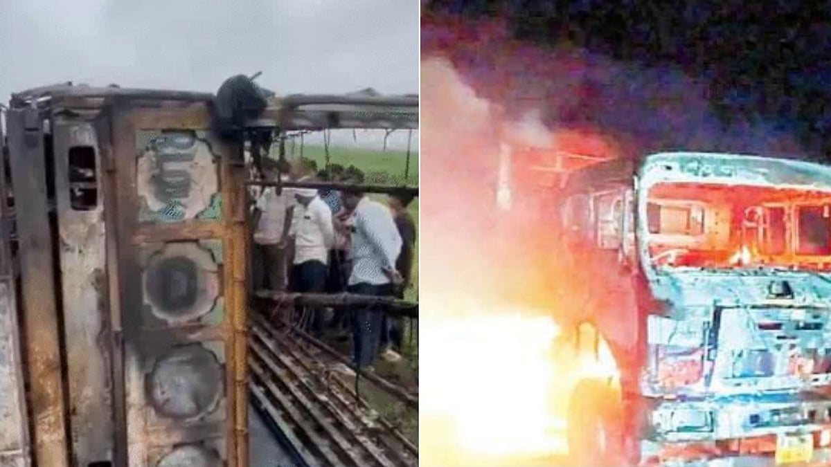 MP’s Jhabua: Pickup Driver Burnt Alive After Head-On Crash With Truck On Delhi-Mumbai Expressway; Villagers Block Road
