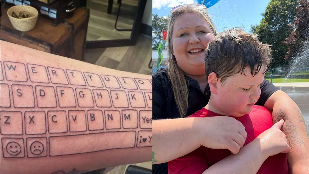 Canadian Mother Tattoos 'Keyboard' On Arm For Non-Speaking Autistic Son After AAC Device Dies - VIDEO
