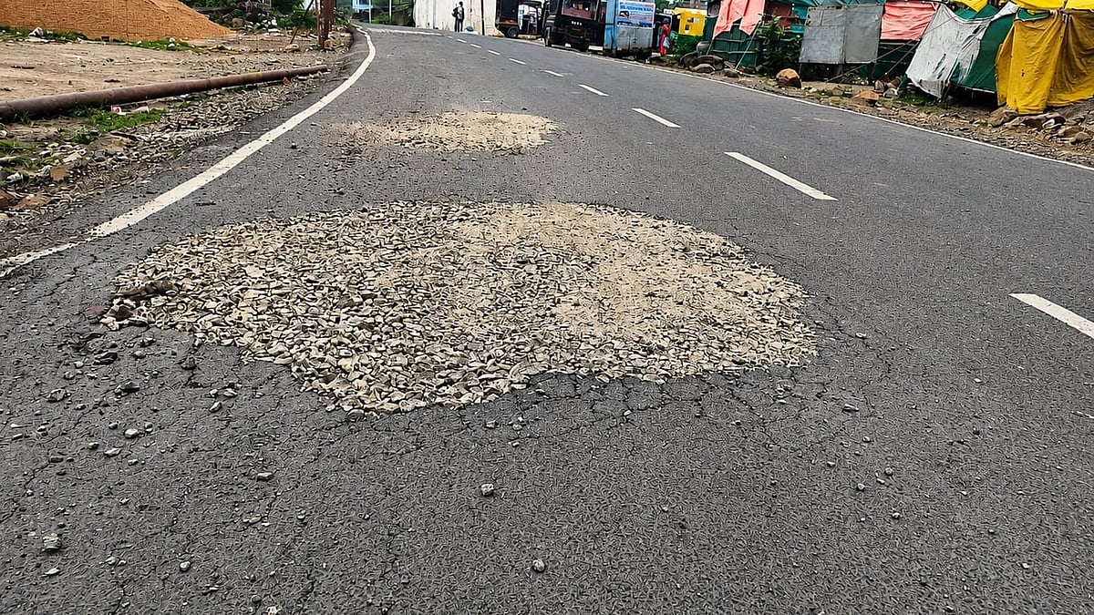 Built For ₹45 Lakh, Broken In 2 Months! Potholes Surface On New Road In MP’s Khandwa