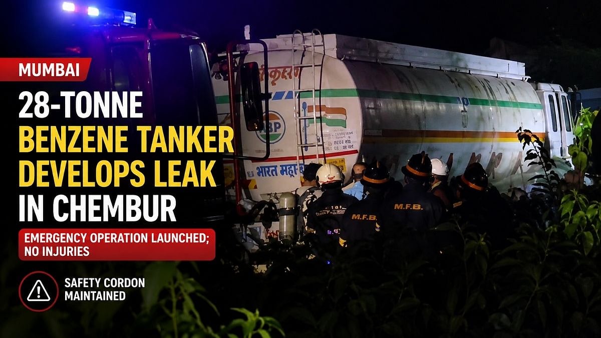 Mumbai: 28-Tonne Benzene Tanker Develops Leak On Mahul Road In Chembur, Emergency Operation Launched; No Injuries Reported