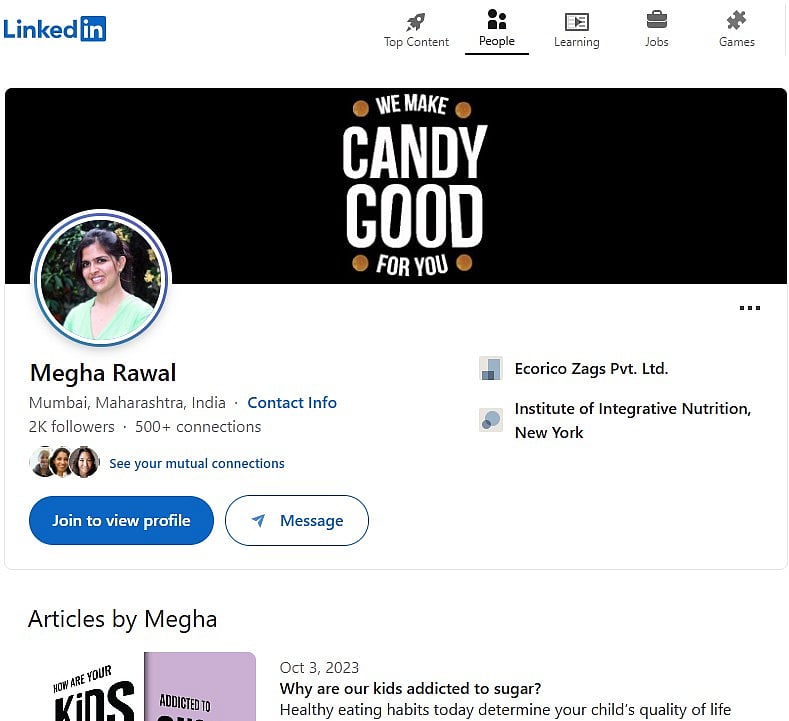 Megha Rawal's LinkedIn Profile
