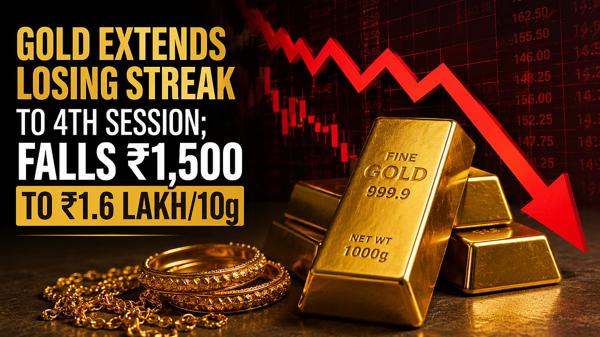 Gold Extends Losses For Fourth Straight Session, Drops ₹1,500 To ₹1.6 Lakh Per 10 Grams