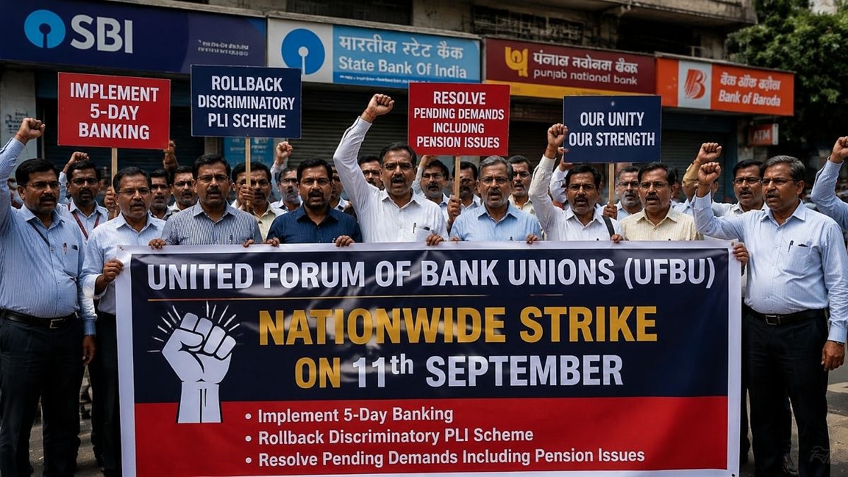Bank Unions Call Nationwide Strike On September 11 Over 5-Day Banking, PLI And Pension Demands