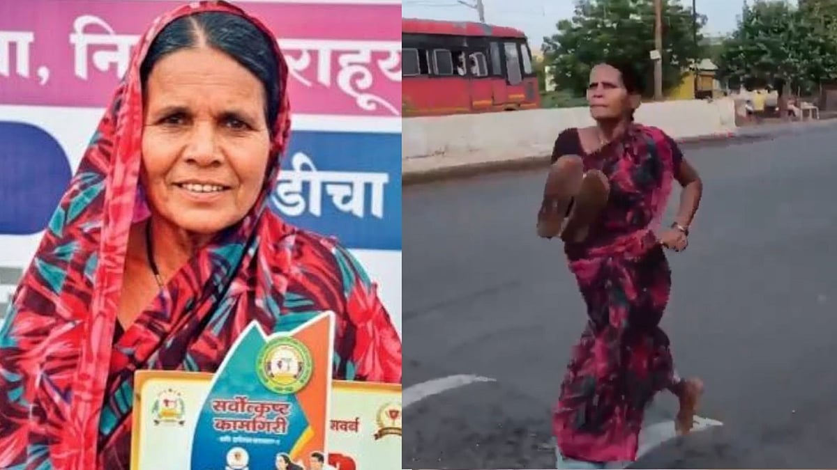Maharashtra Woman Runs Marathon In Saree, Barefoot; Plans To Use ₹3,000 Prize Money For Daughters’ Education - VIDEO