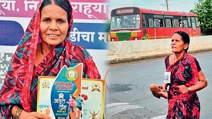 Barefoot & In Saree, 47-Year-Old Cook Wins Ambajogai Marathon For Daughters' Education