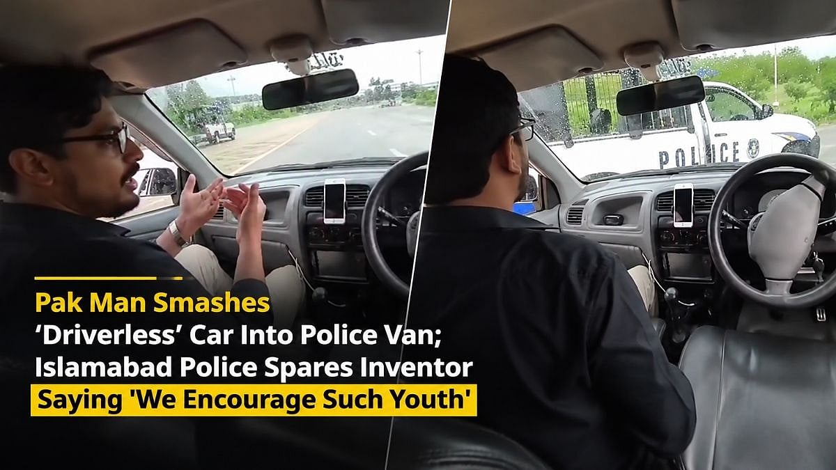 Pak Man Smashes 'Driverless' Car Into Police Van; Islamabad Police Spares Inventor Saying 'We Encourage Such Youth' - VIDEO 