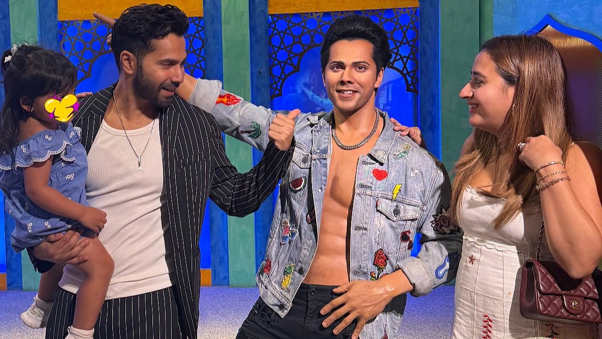 'Core Memory Unlocked': Varun Dhawan Shows 2-Year-Old Daughter Lara His Madame Tussauds Singapore Wax Statue, Hides Her Face In Photos