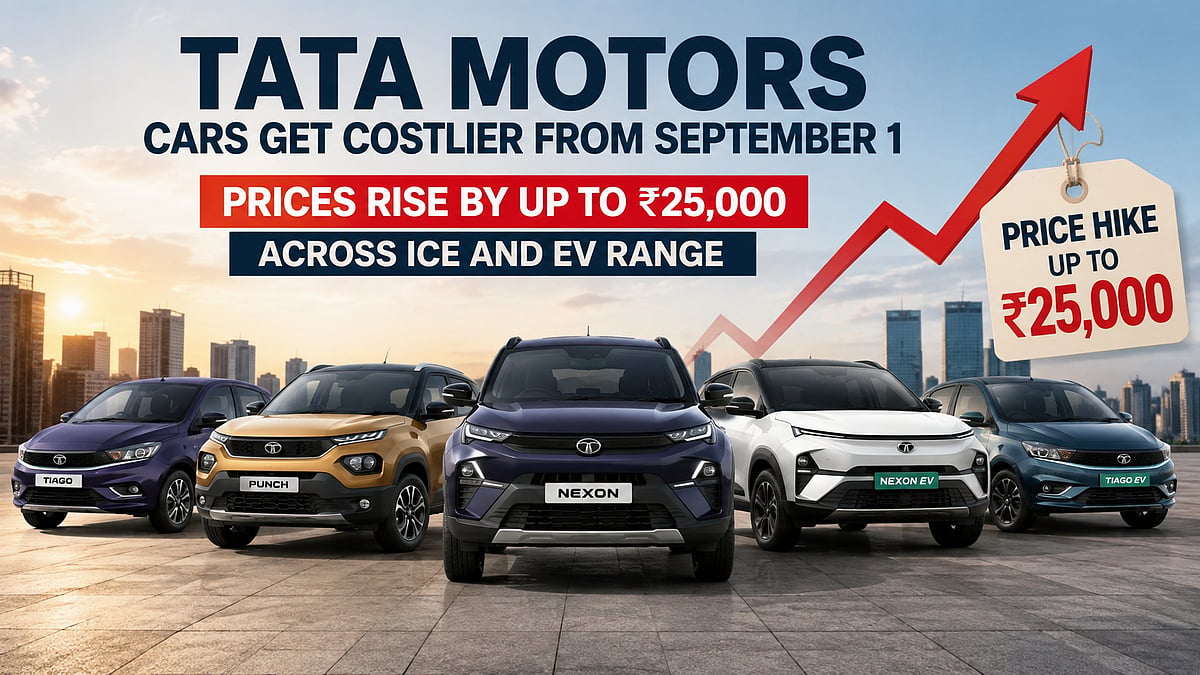 Tata Motors Hikes Car Prices From September 1, ICE and EV Models Get Costlier By Up To ₹25,000