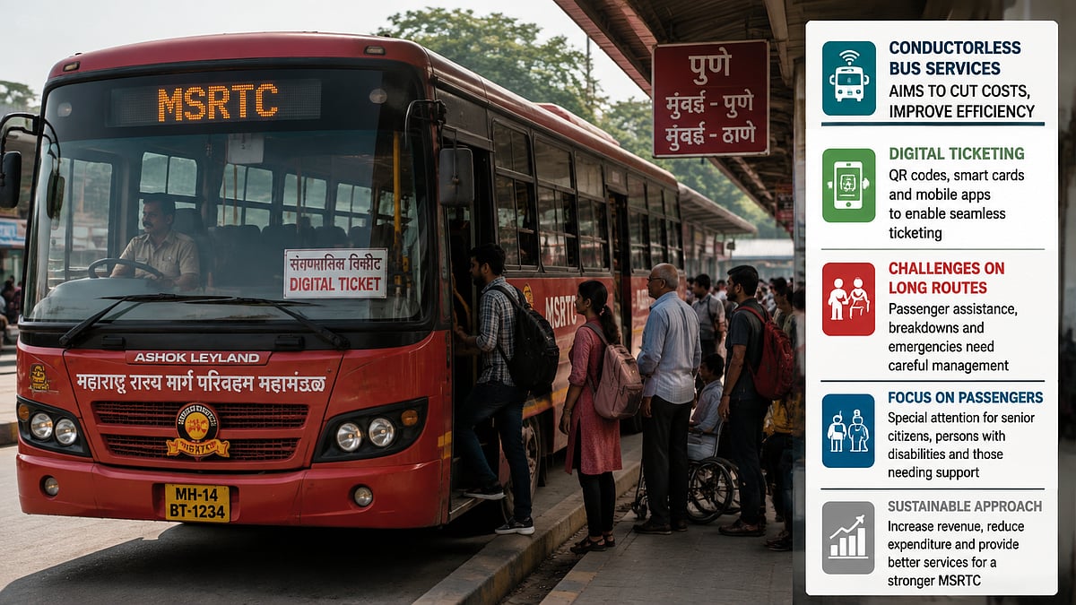 MSRTC Plans Conductorless Bus Services To Cut Costs, But Long Routes Pose Passenger Safety Challenges
