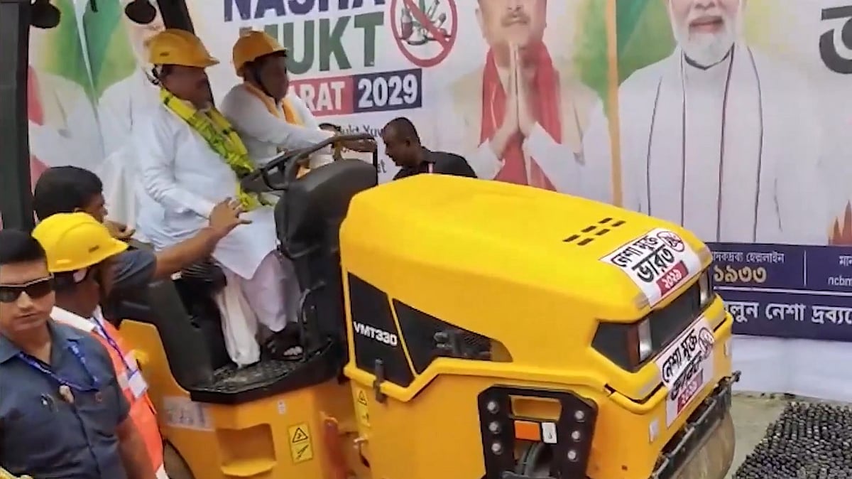 West Bengal: CM Suvendu Adhikari Destroys Over 2 Lakh Seized Cough Syrup Bottles With Road Roller