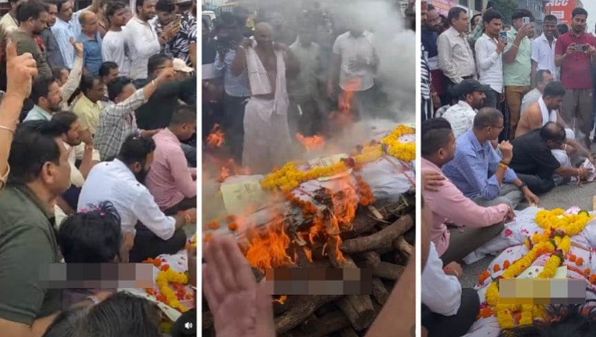 Traders Stage Symbolic Funeral In Bhopal’s Kolar To Protest Shop Sealing Drive | VIDEO