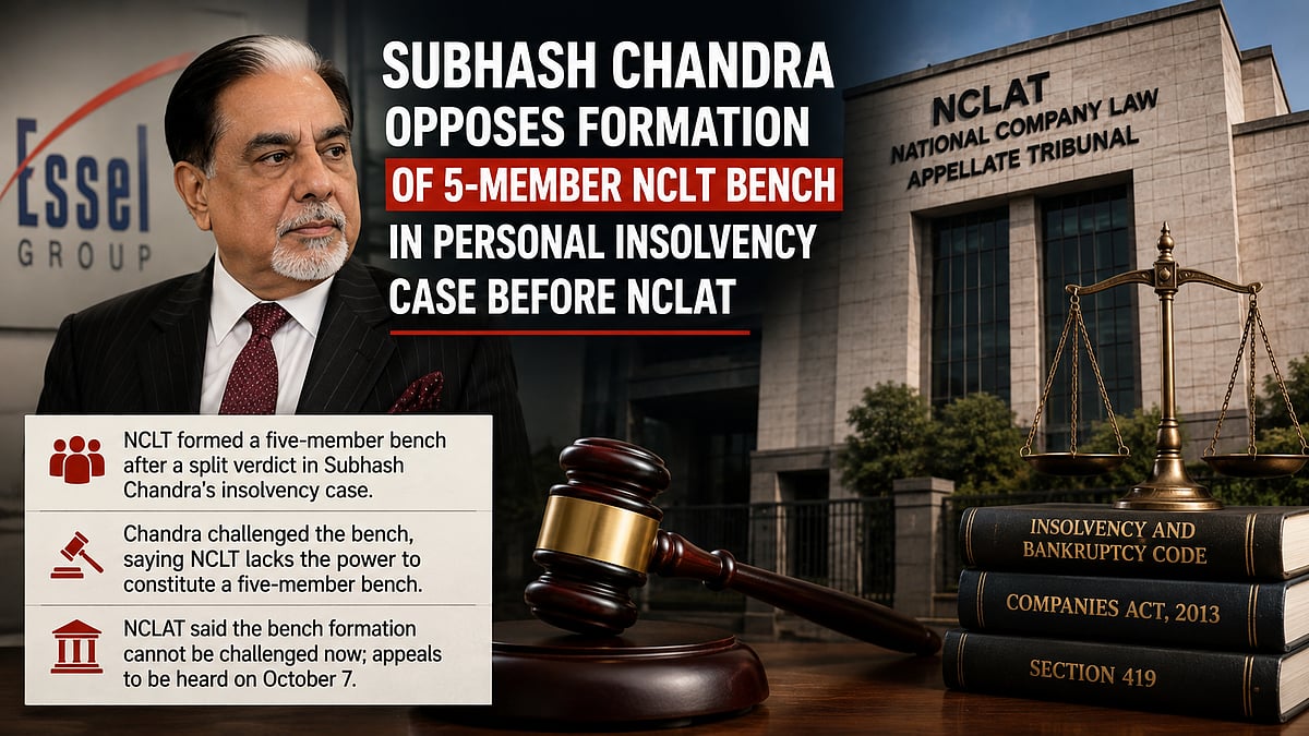 Subhash Chandra Challenges Formation Of Five-Member NCLT Bench In Personal Insolvency Case Before NCLAT