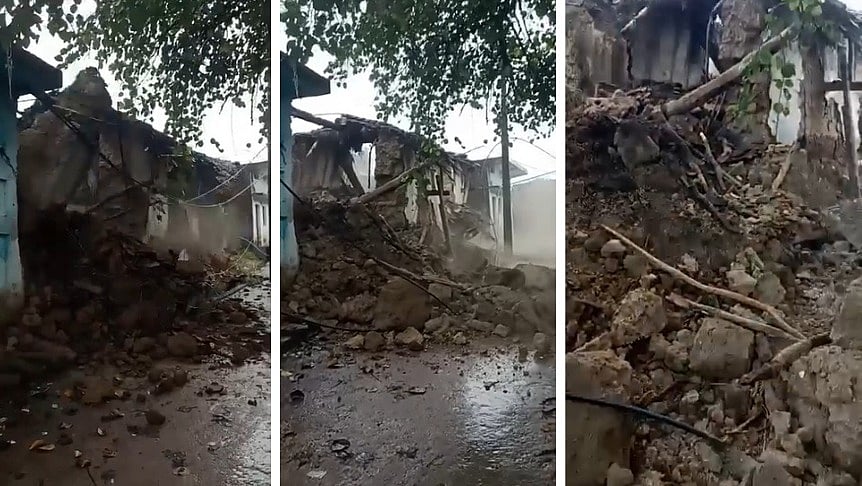 House Comes Crashing Down Amid Heavy Rain In MP's Chhatarpur | VIDEO