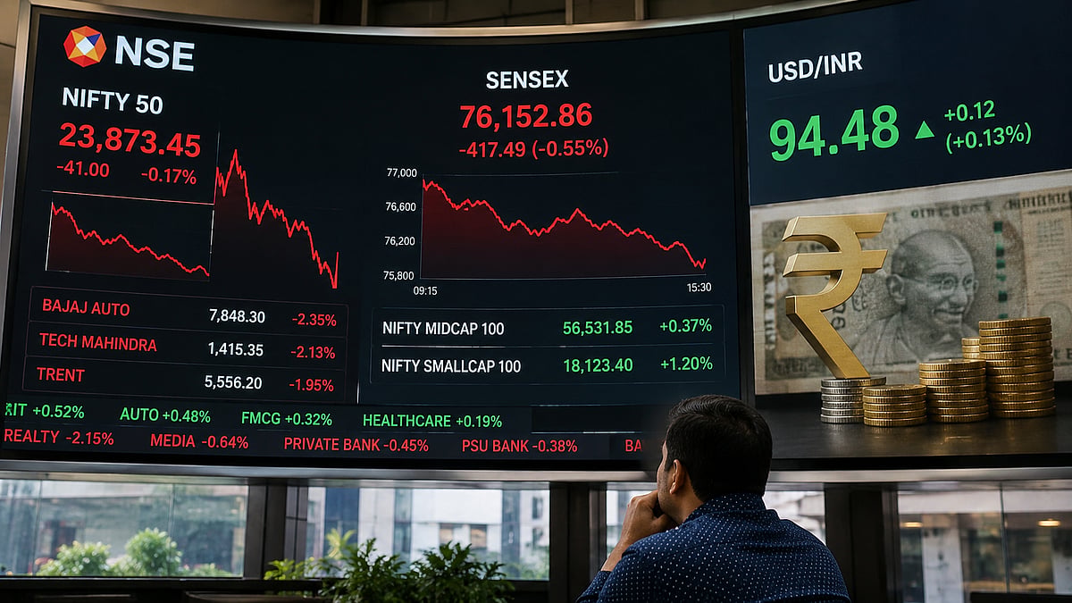 Sensex Slides 417 Points As Oil Jitters Bite, Rupee Stages Sharp Comeback