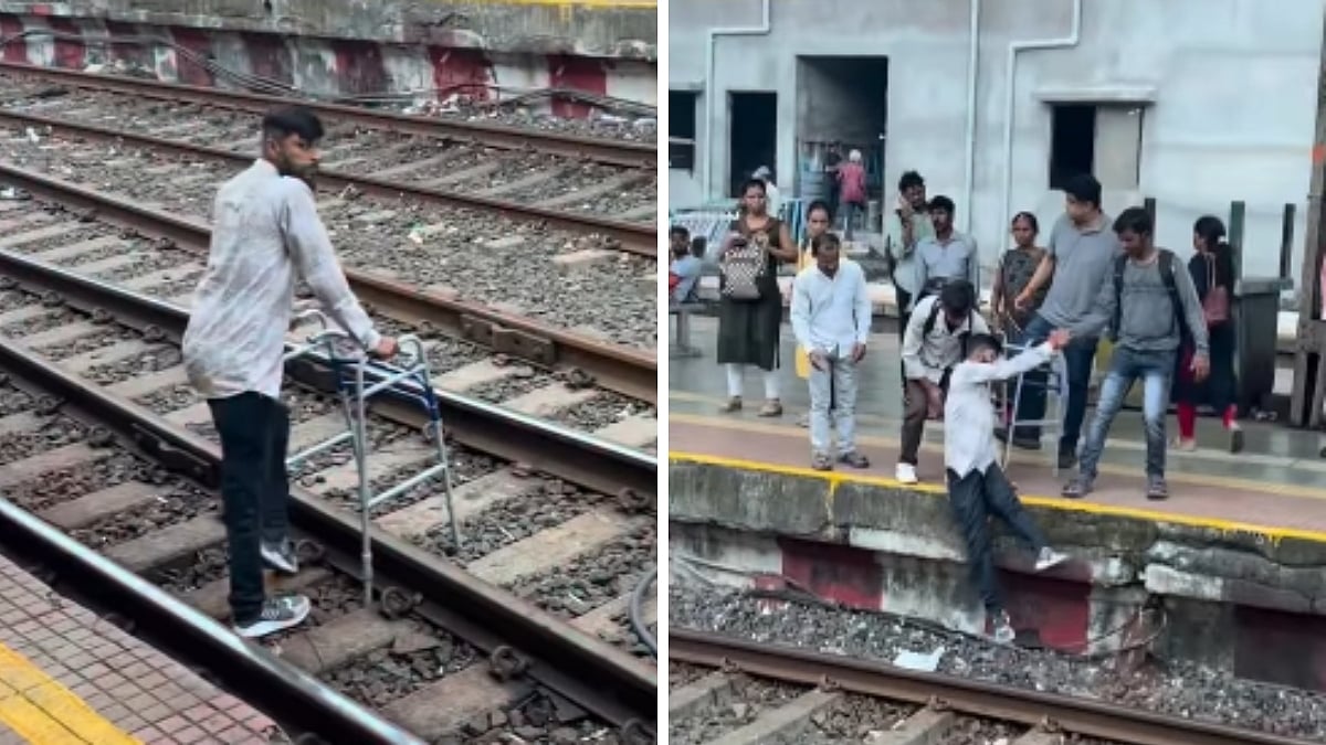 Differently-Abled Man Risks Life Crossing Tracks At Ambernath Station; Viral Video Raises Safety Concerns