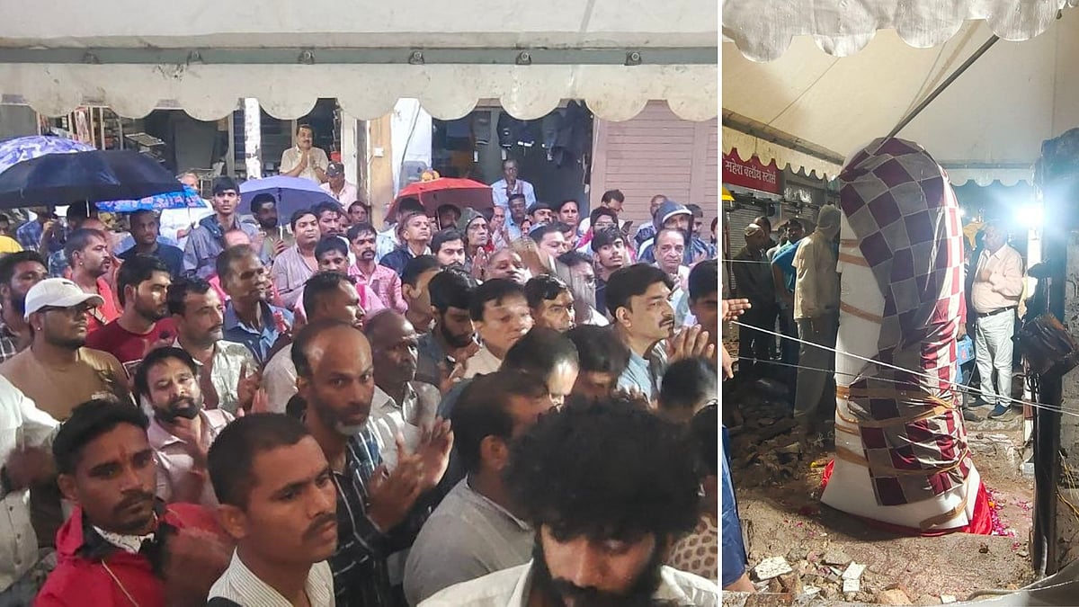 Amid Rain & Protests, Ancient Khade Hanuman Idol Relocated In MP’s Ujjain Under Heavy Police Cover