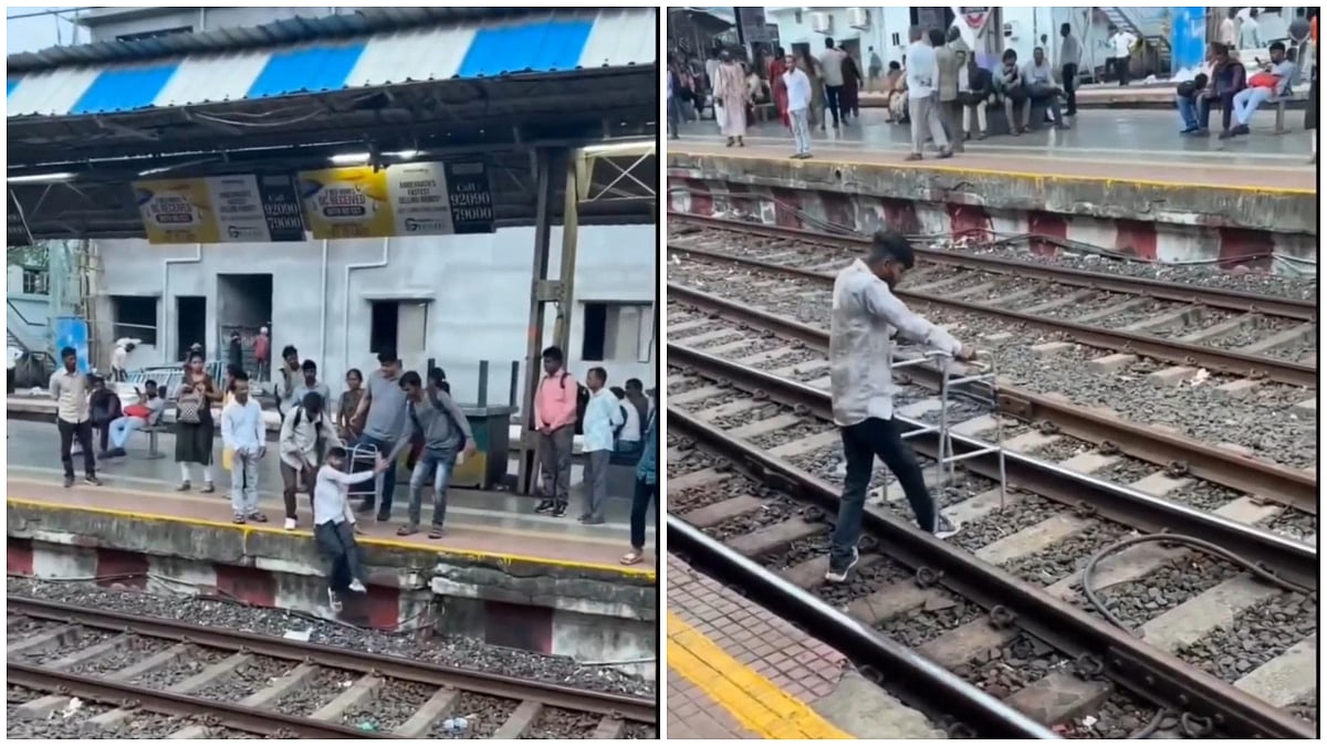 Narrow Escape At Ambernath Station As Disabled Man Crosses Tracks With Walker