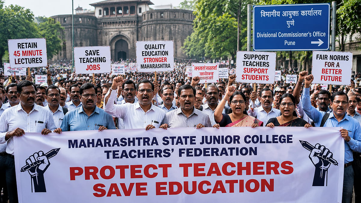 1,500 Maharashtra Junior College Teachers Rally In Pune Against Revised Staffing Norms, Warn Of Statewide Agitation