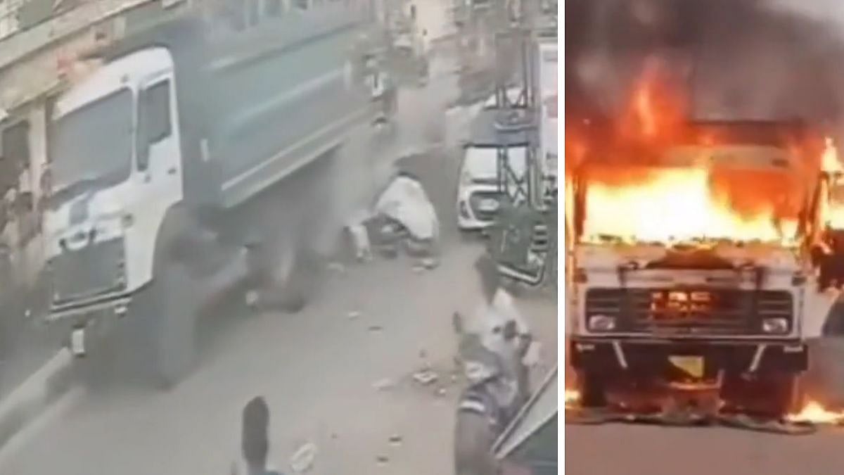 Jodhpur Road Accident: Woman Killed As Speeding Dumper Crushes Bike, Mob Torches Truck | Video