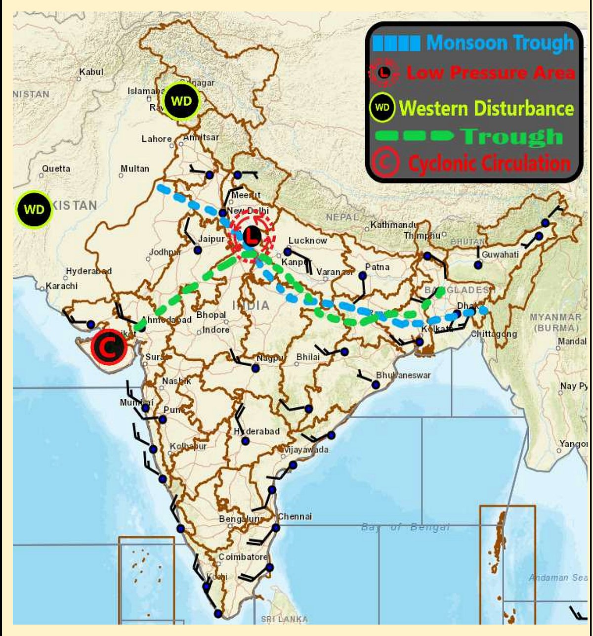 Weather systems affecting Madhya Pradesh at present 