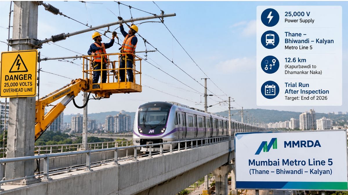 Mumbai Metro Line 5 Trial Run Preparations Gain Momentum As MMRDA Begins 25,000-Volt Overhead Wire...